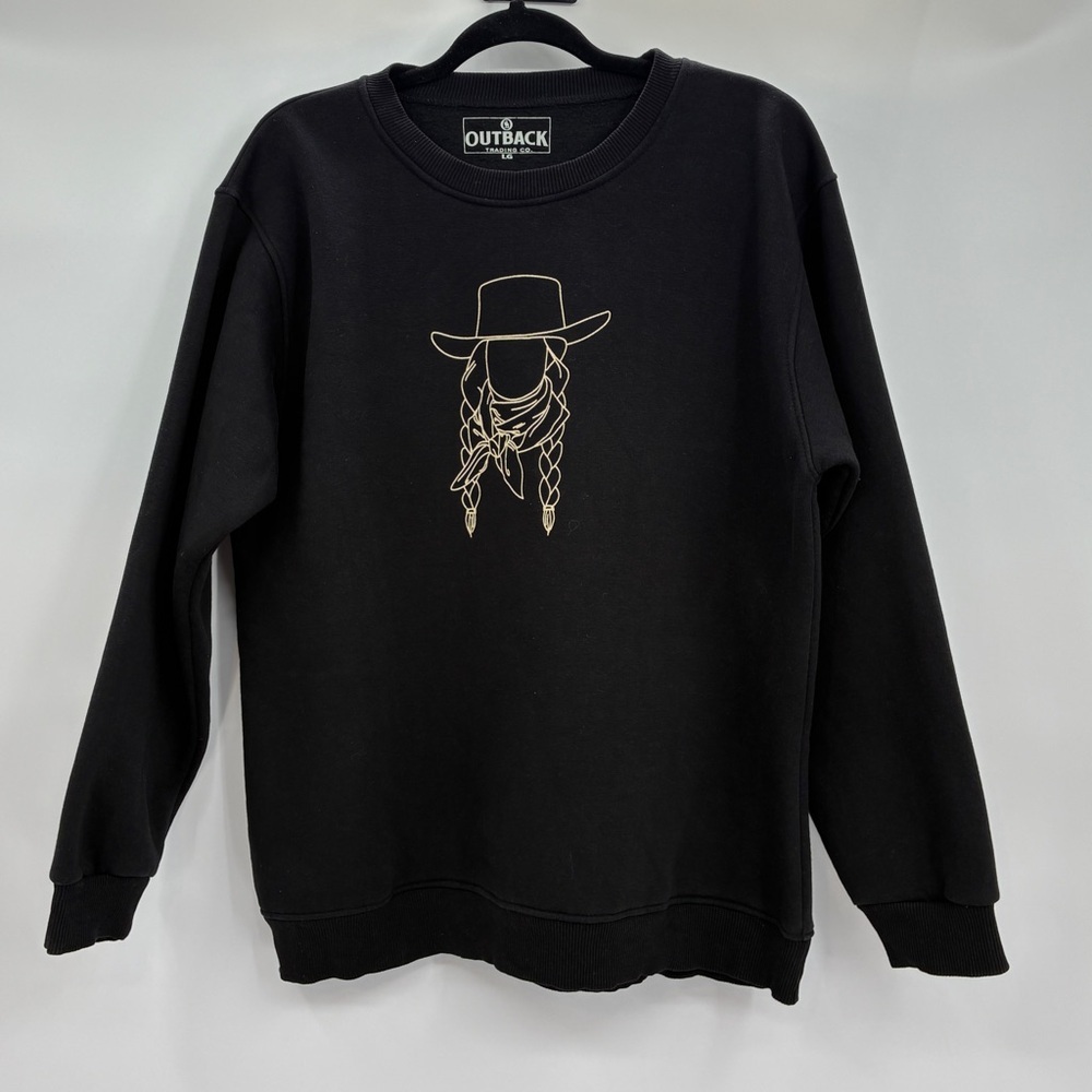 Outback Trading Co Women’s Sweatshirt Top Cowgirl Western Rodeo Black Large